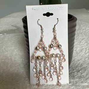 Chic Pink Beaded Dangle Earrings